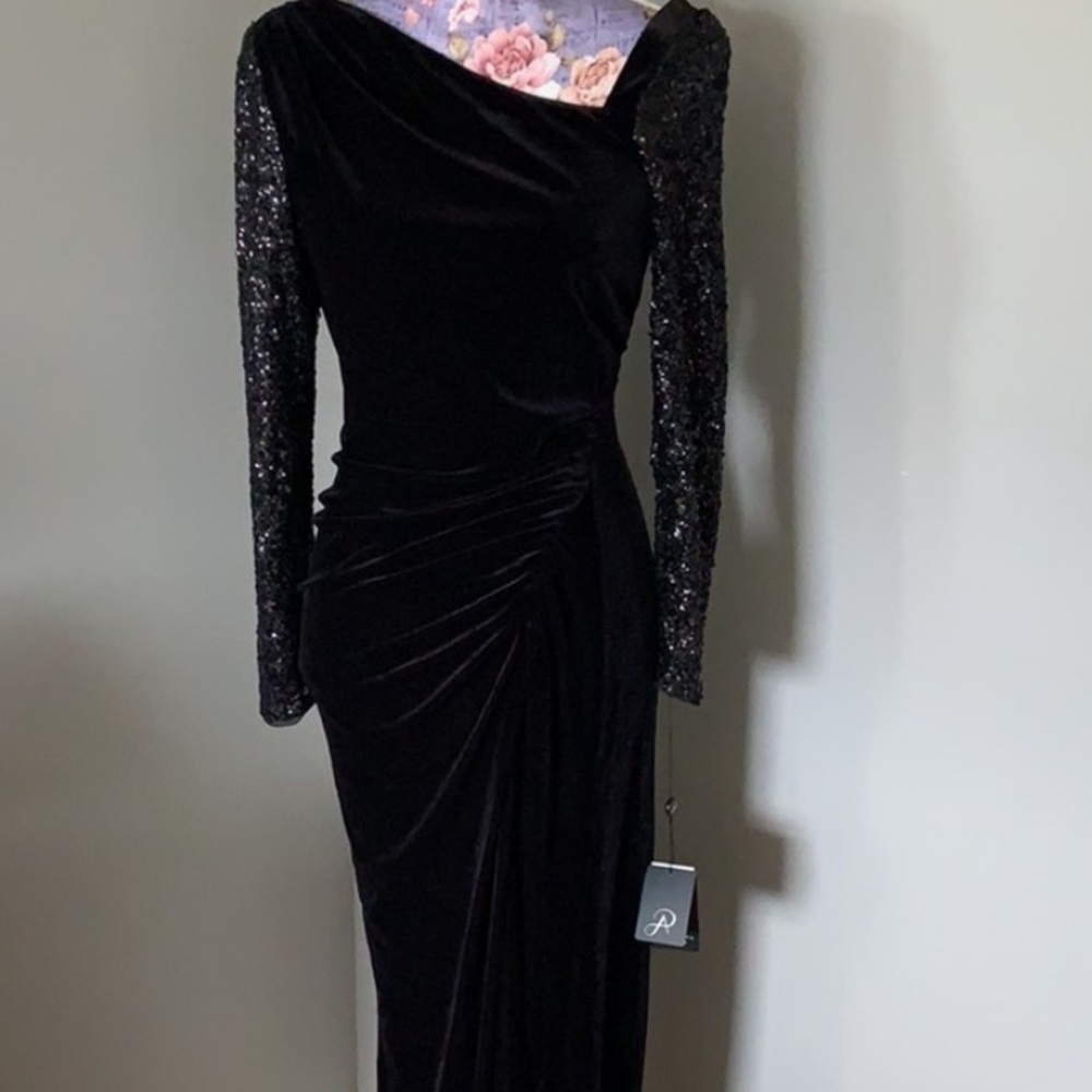 Adrianna Papell Women's Asymmetrical Embellished Gown Dark Pink Size 8
